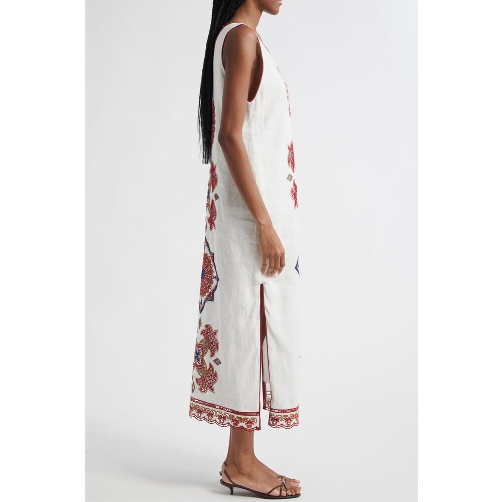 FARM Rio Mary's Tiles Embroidered Linen Dress - Size L (NWOT) - Picture 3 of 8